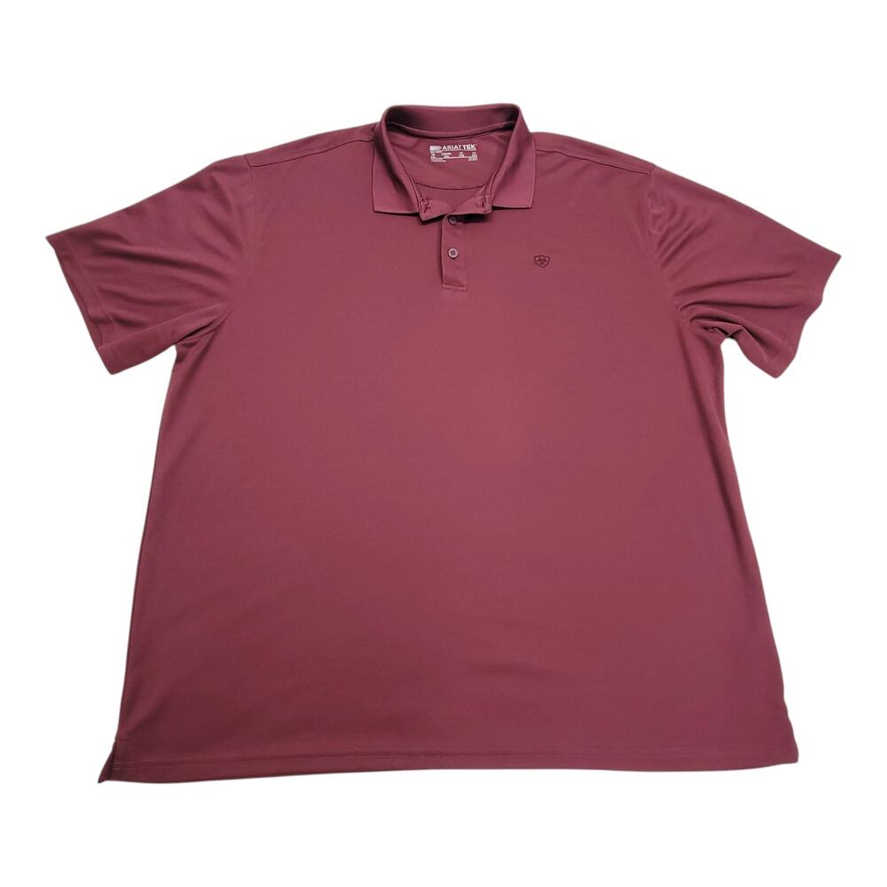 Ariat Mens XXL Polo Shirt Maroon Burgundy AriatTEK Short Sleeve Western Golf